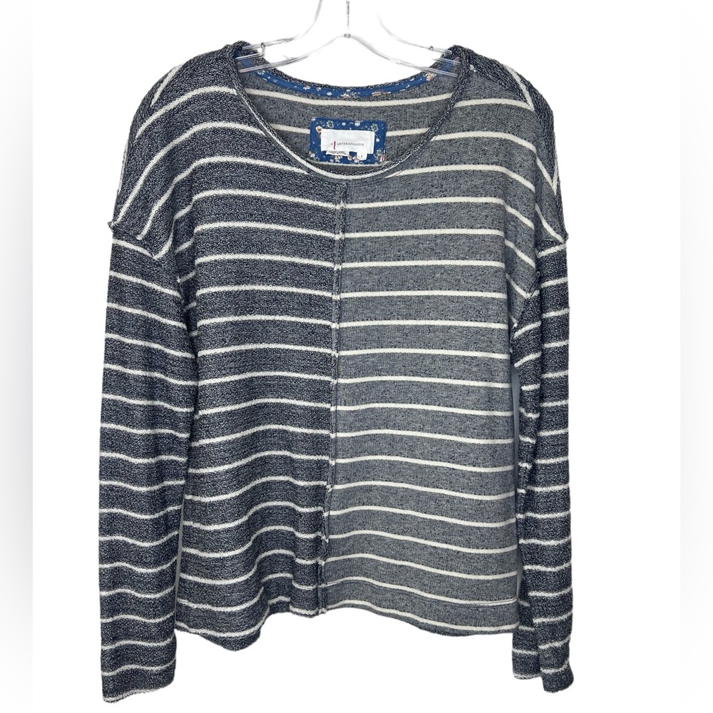 Anthropologie Devin Textured Sweater Women’s Two Toned Grey Striped - Large